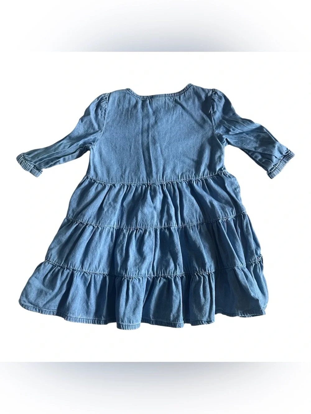 Vintage OshKosh B'gosh Light Blue Tiered Denim-Style Chambray Dress